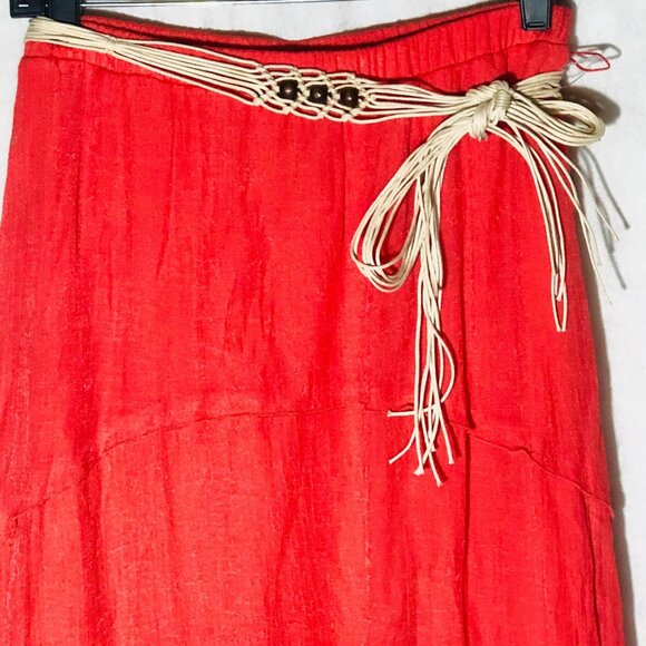 Iz Byer skirt high low maxi belt new without tags pink layered rayon medium READ - Picture 3 of 9